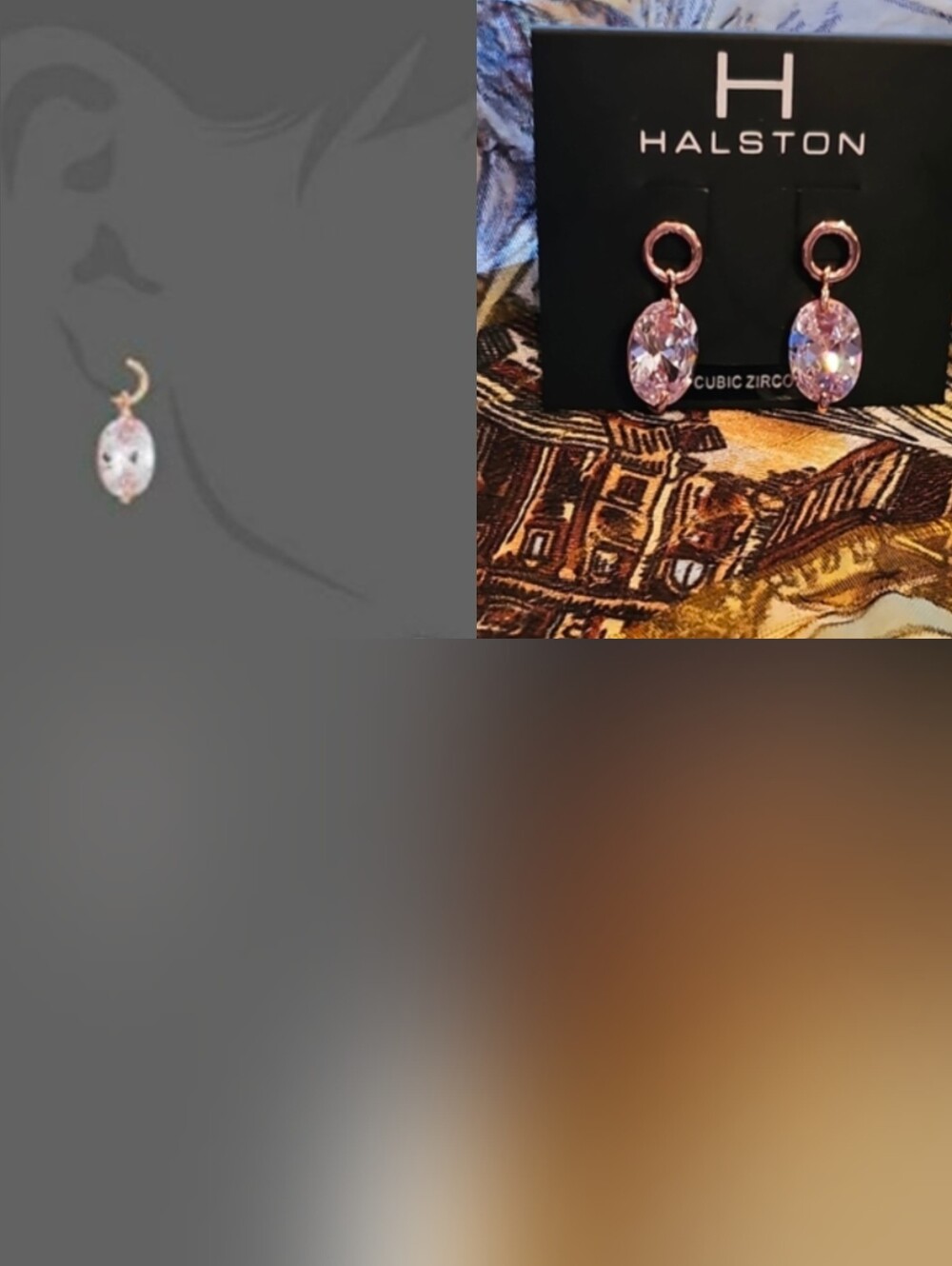 H by Halston Crystal CZ Cubic Zirconia Stone Drop Earrings One Size New